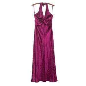 Coast Womens Deep Fuchsia Silk Satin Draped Halter Formal Gown Dress Size 12